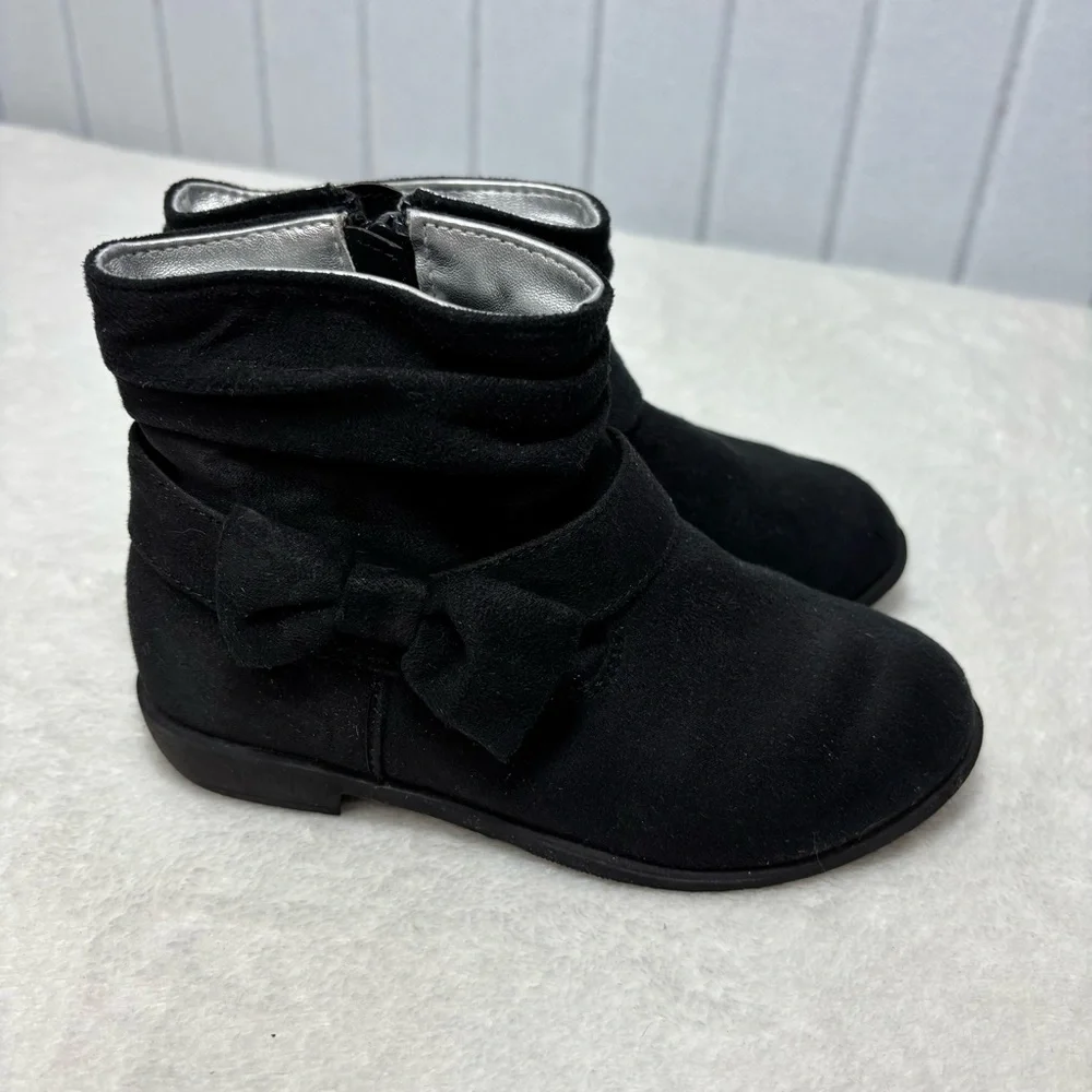 H&M Black Kids Boots with Bow‎ Accent Size 9.5 Toddler